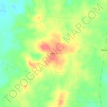 Mapa topográfico Western, altitud, relieve