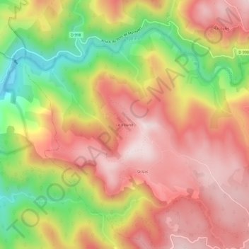 Mapa topográfico Le Villaret, altitud, relieve