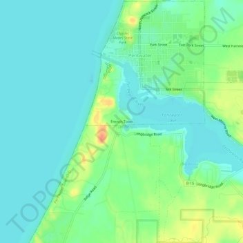 Mapa topográfico French Town, altitud, relieve