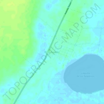 Mapa topográfico Pino Suárez, altitud, relieve