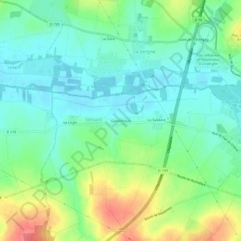 Mapa topográfico Ganochaud, altitud, relieve