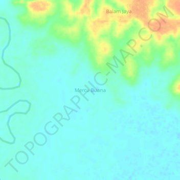 Mapa topográfico Mercu Buana, altitud, relieve