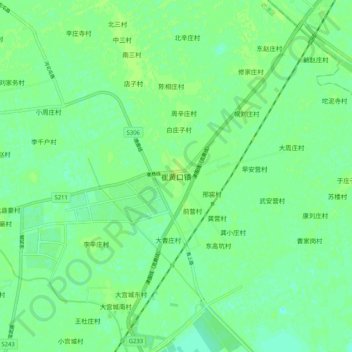 Mapa topográfico 崔黄口镇, altitud, relieve