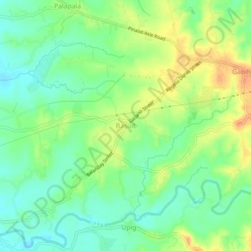 Mapa topográfico Basuit, altitud, relieve