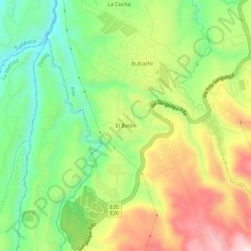 Mapa topográfico El Belén, altitud, relieve