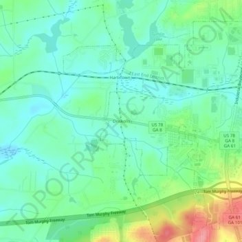 Mapa topográfico Driskolls, altitud, relieve