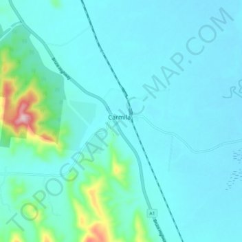 Mapa topográfico Carmila, altitud, relieve
