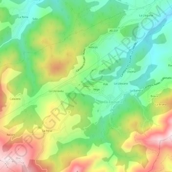 Mapa topográfico Trejo, altitud, relieve