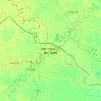 Mapa topográfico San Fernando de Apure, altitud, relieve