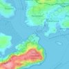 Mapa topográfico Cremyll, altitud, relieve