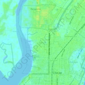 Mapa topográfico Donan, altitud, relieve