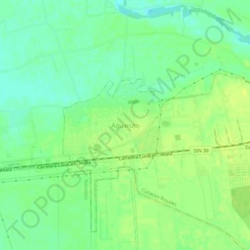 Mapa topográfico Aguaruto, altitud, relieve
