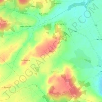 Mapa topográfico Montin, altitud, relieve
