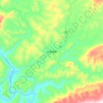 Mapa topográfico 大坝场镇, altitud, relieve