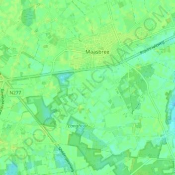 Mapa topográfico Leeuwerik, altitud, relieve