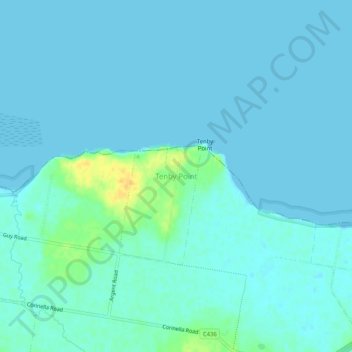 Mapa topográfico Tenby Point, altitud, relieve