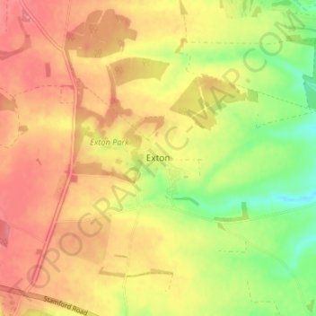 Mapa topográfico Exton, altitud, relieve