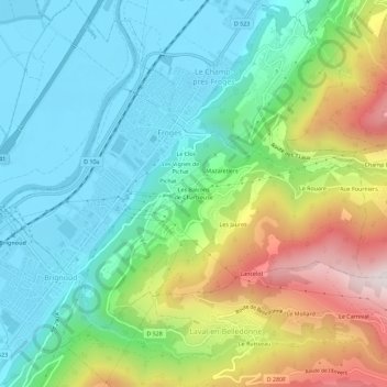 Mapa topográfico Les Balcons de Chartreuse, altitud, relieve