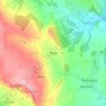 Mapa topográfico Press, altitud, relieve