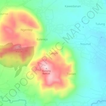 Mapa topográfico Garon, altitud, relieve
