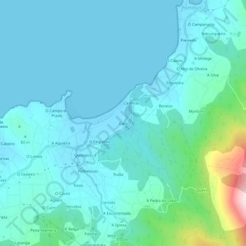 Mapa topográfico Cans, altitud, relieve