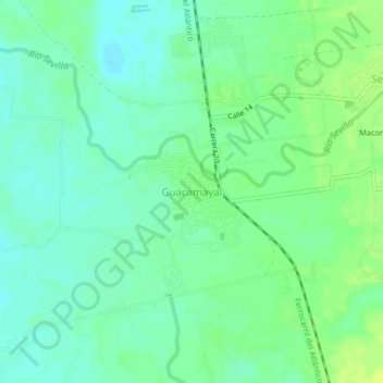 Mapa topográfico Guacamayal, altitud, relieve