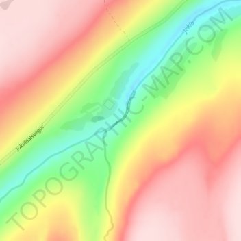 Mapa topográfico Stuðlagil, altitud, relieve