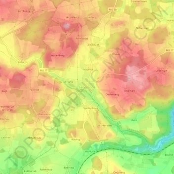 Mapa topográfico Lengmoos, altitud, relieve