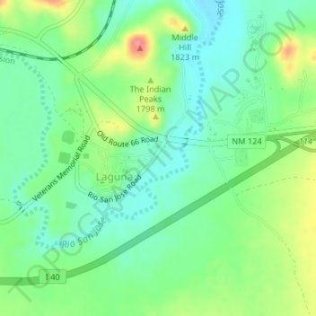Mapa topográfico Rio Grande Rift Historical Marker, altitud, relieve