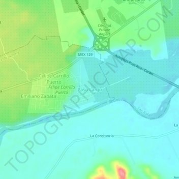 Mapa topográfico Paso Largo, altitud, relieve