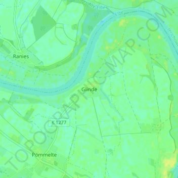 Mapa topográfico Glinde, altitud, relieve