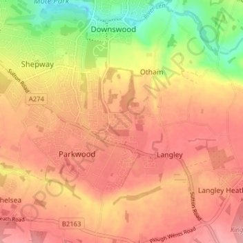 Mapa topográfico Bicknor Wood, altitud, relieve