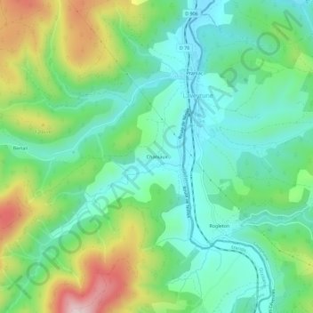 Mapa topográfico Chaniaux, altitud, relieve
