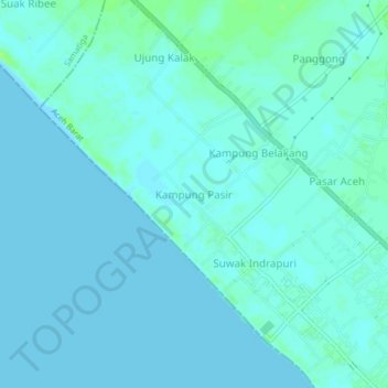 Mapa topográfico Kampung Pasir, altitud, relieve