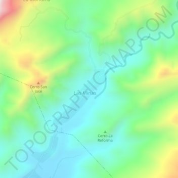 Mapa topográfico Las Minas, altitud, relieve