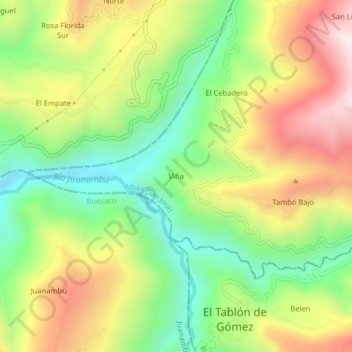 Mapa topográfico Viña, altitud, relieve