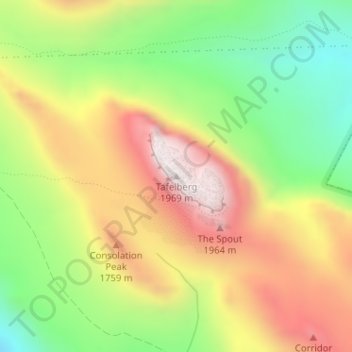 Mapa topográfico Tafelberg, altitud, relieve