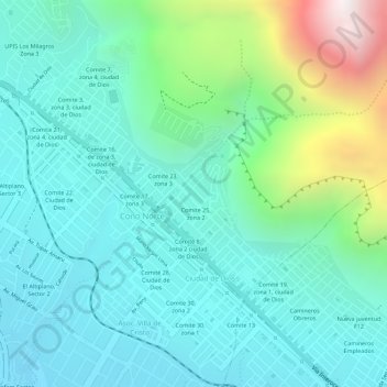 Mapa topográfico E', altitud, relieve