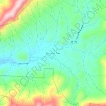 Mapa topográfico Limestone Cove, altitud, relieve