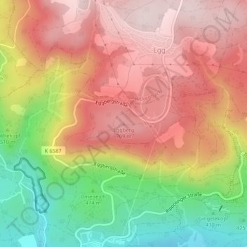 Mapa topográfico Eggberg, altitud, relieve
