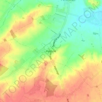 Mapa topográfico Keysoe, altitud, relieve