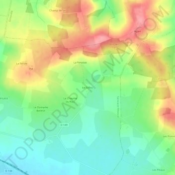 Mapa topográfico Le Sallay, altitud, relieve