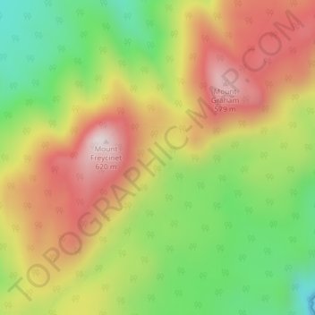 Mapa topográfico Freycinet Peninsula, altitud, relieve