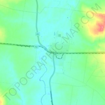 Mapa topográfico Miles, altitud, relieve