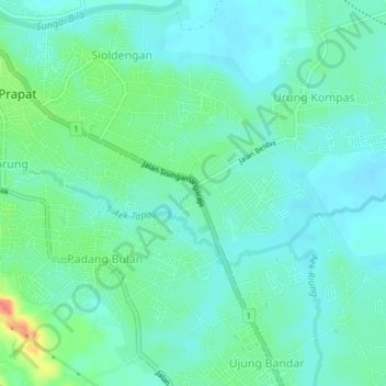Mapa topográfico Bakaran Batu, altitud, relieve