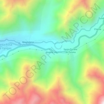 Mapa topográfico Huerta Vieja, altitud, relieve