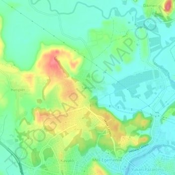 Mapa topográfico Sarılar, altitud, relieve