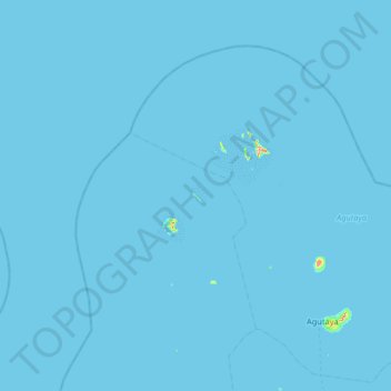 Mapa topográfico Amanpulo, altitud, relieve