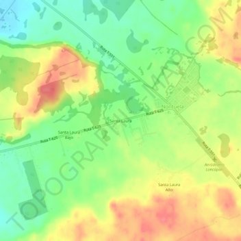 Mapa topográfico Santa Laura, altitud, relieve