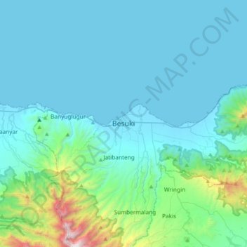 Mapa topográfico Besuki, altitud, relieve